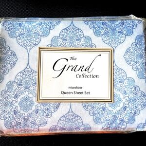 (SOLD) NWT Queen Sheet Set Coastal Blue & White Microfiber Orig$79+Tax